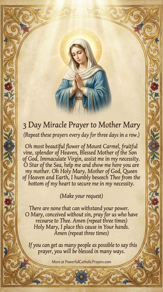 3 Day Miracle Prayer to Mother Mary